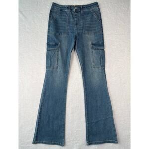 Colorful Planet Cargo Jeans Girls Size 16 Adjustable Waist Flare Leg Y2K High